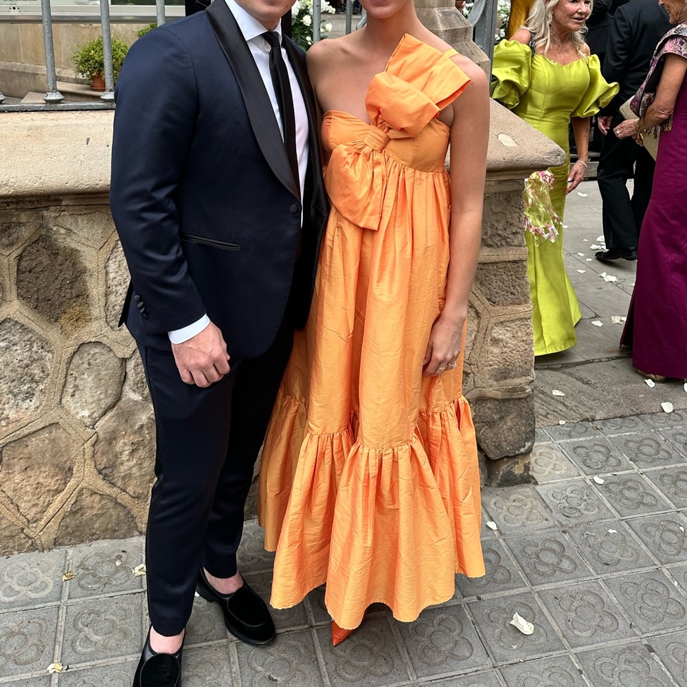 Anthropologie Orange Strapless Dress